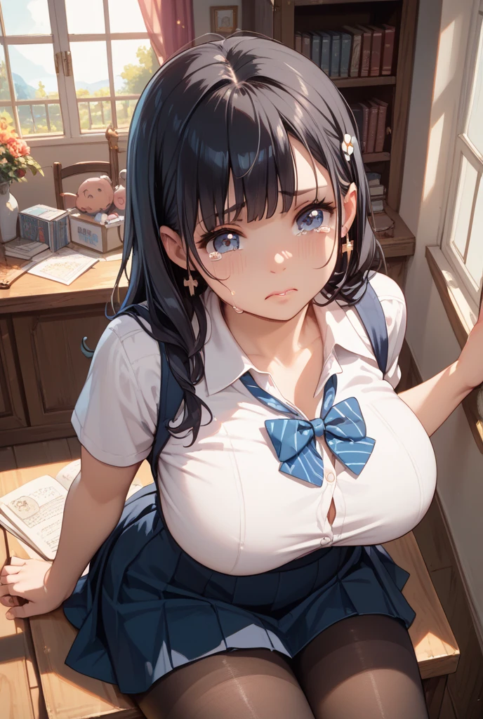 "(perfect masterpiece:1.2), (best quality:1.2), stunning face,  uniform, mature and chubby, big pupil, bright eyes, compensate, long and luxurious eyelashes, lip whole, irresistible charisma.",Maid clothes,belly button