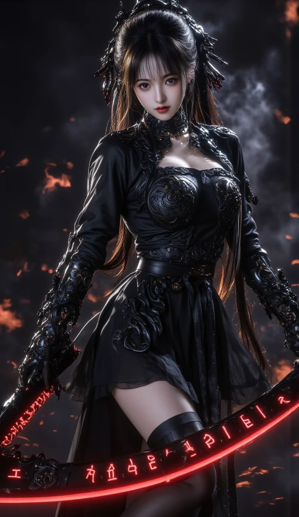 Analog style, ((intricate details)), full torso shot, cold lighting, beautiful, (pale gothic evil princess), (black hair), (intricate), midriff exposed, ((skeletal skimpy onyx dress armor)), (intricate jagged obsidian crown), dynamic pose, windblown hair, perfect face, (realistic eyes), round iris, (((red eyes))), perfect eyes, intricate, complex, swirly bokeh, trending on artstation, sharp focus, studio photo, intricate details, highly detailed, sharp, dnd character portrait, (oil on canvas), perfect lighting, Masterpiece, detailed background, portrait by artgerm and greg rutkowski, cinematic lighting, 8k