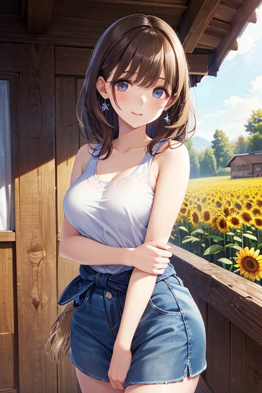 very cute and beautiful girl,(highly detailed beautiful face and eyes:1.2),
white camisole,sitting,spread legs,white panties,dynamic angle,
(smile),happy,looking at viewer,(pleated blue mini skirt:1.2),
countryside,grassland,hilltop,tiny colorful flowers,wooden fence,black hair,twin braid,
(best quality,masterpiece:1.2),intricate details,ultra-detailed,extremely detailed,highres,
solo,beautiful detailed sky,