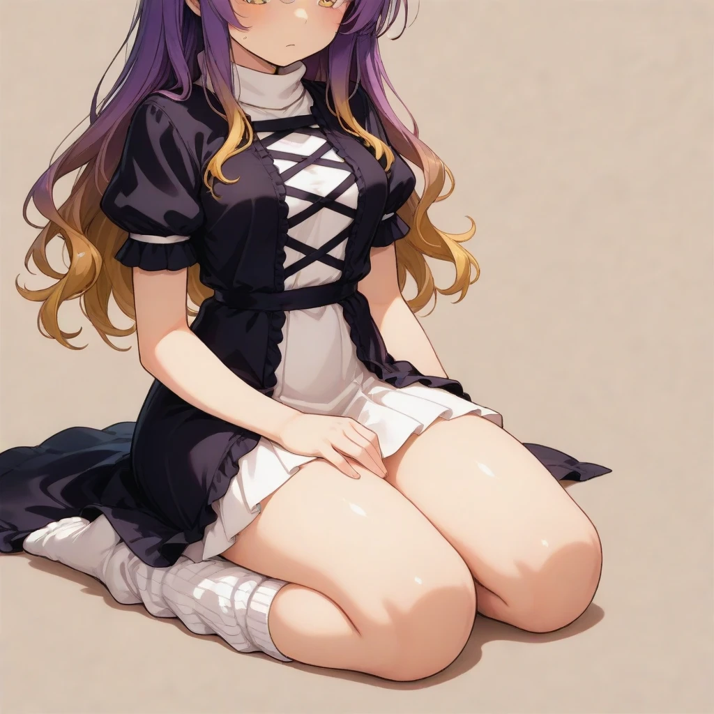 NSFW,masterpiece,Highest quality,High resolution,Super detailed,Fern\(Funeral of Frieren\),Purple eyes,Purple Hair,Long Hair,Fantasy,(Magical girl),Frill dress,Sleeveless,Removable sleeves,mini skirt,brooch,gem,Despairing face,blush,(Goblins),(Having sex),rape,Forced insertion,Creampie,Inside the cave,Lying down,Lying on your back