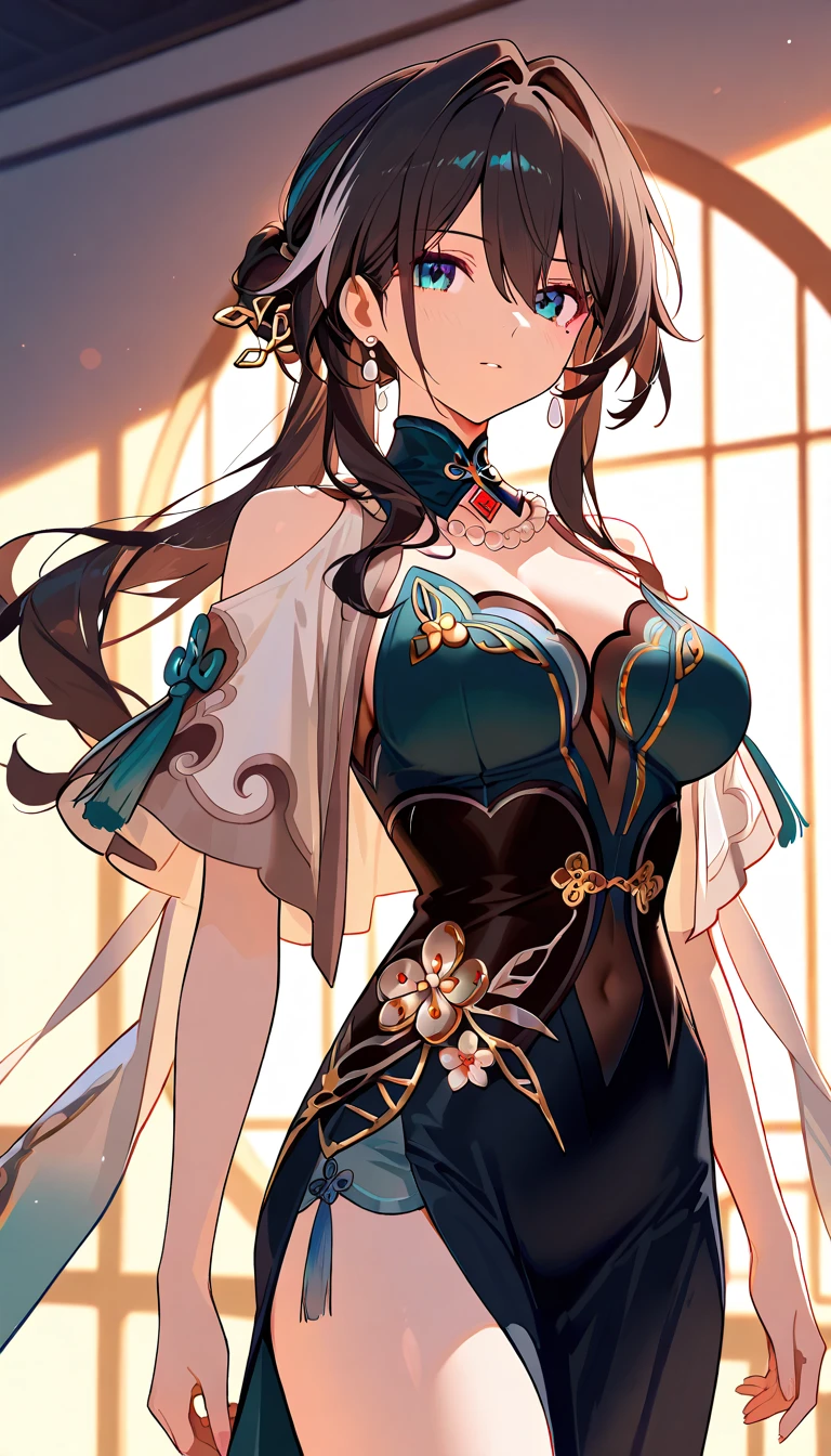 top-quality、Top image quality、tmasterpiece、girl vs.......((Sixteen years old、plump girl、obsessed、Girly cute face、tempting pose、charming body、Grand canyon、Beautifully designed Hanfu, Brown hair,Very long hair,hairflower, exposed bare shoulders, Wide sleeves, longer sleeves,sheer transparent clothes)),high high quality、beautiful art、Background with(Luxury hotel bedroom,natta,lamplight))、visual art、depth of fields、Diamonds adorn clothes、Best 3/4 body image、Dramatic perspective、Lace、Hide breasts,Unified drawing eyes,Delicate and beautiful light red eyes