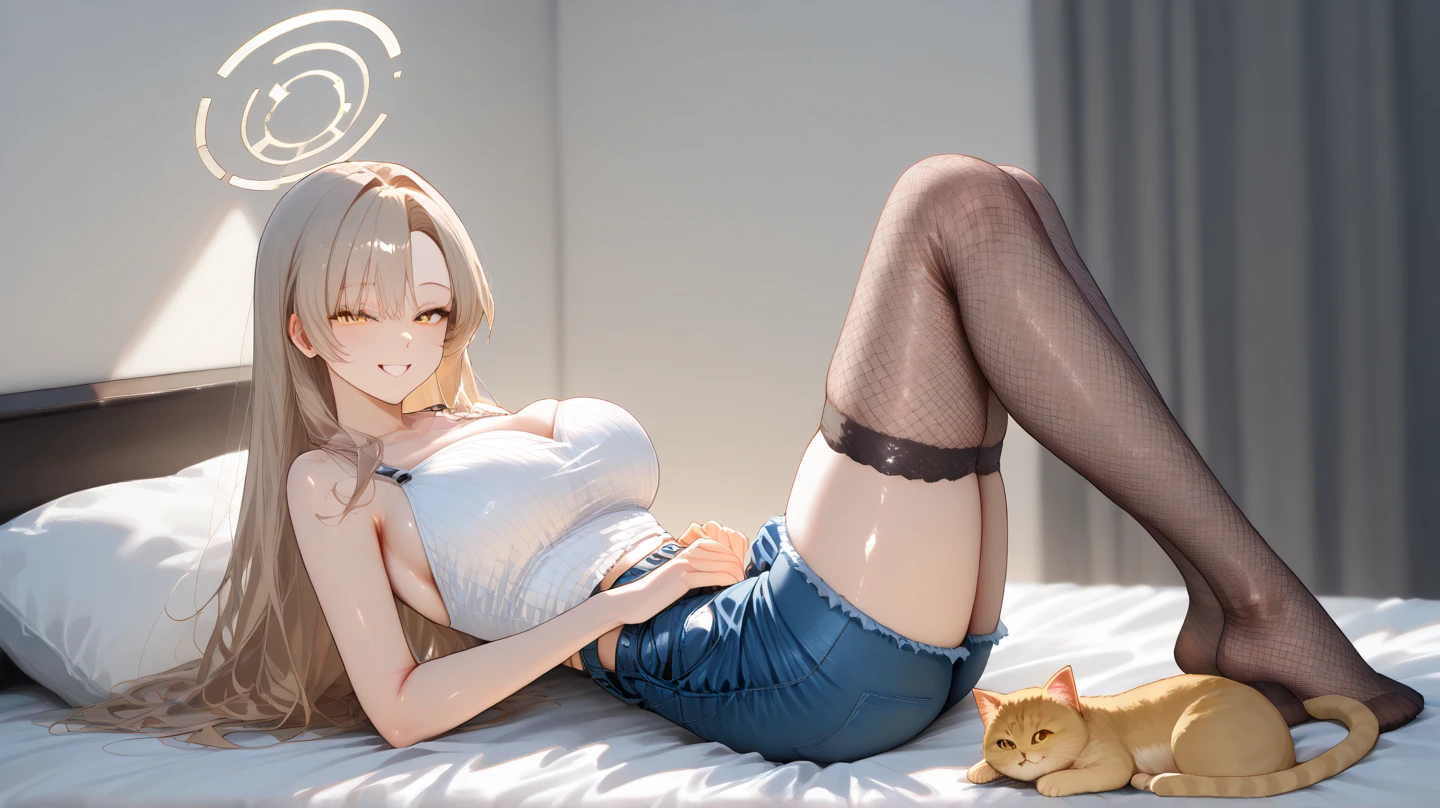 8k, master piece, RAW Photo, best quality, photorealistic, extremely detailed CG unifies 8k, 8k, Diamond, and Wallpaper, depth of field, cinematic light, Lens flare, ray tracing, super sexy Maria dressed （Low-cut and tight（flare jeans |）），((full body)),((long legs)), ((See viewer)),(big smile:1.3),（Assa Grande），（（White crop top：1.5 ）Vest with exposed cleavage），short fur, red hair，photorealistic，photography of， （A high resolution）， （realistic：1.4）， （very intricate）， （exquisite details），highly detailed，A high resolution，Original，paper Extremely Detailed 8k Wallpaper，Best Quality，Detailed Face，Ultra Detailed，RAW Photo，Realistic，(Extremely Beautiful Face,Beautiful Lips,Beautiful Eyes),Intricate Detail Face,((Ultra Detailed Skin)，（Low Cut and Tight（ flare jeans |）），（thigh gap：1.5），（Big Ass）， (See viewer:1.3) open breast, very slim, medium breasts, turn back, back shot, , underwear