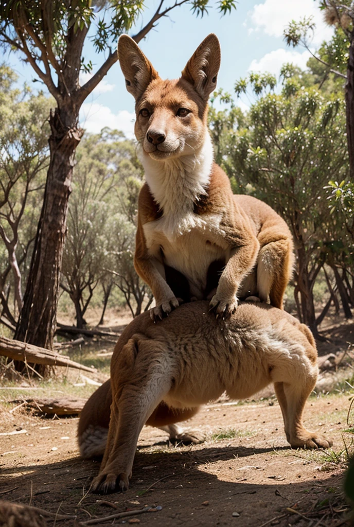 there is a kangaroo that is standing on the ground with a piece of wood, subject : kangaroo, subject: kangaroo, kangaroo, spy kangaroo, chasing a kangaroo, taken in zoo, picture taken in zoo, male emaciated, in australia, tree kangaroo, real picture taken in zoo, roaming the colony, australian, crouching, koala