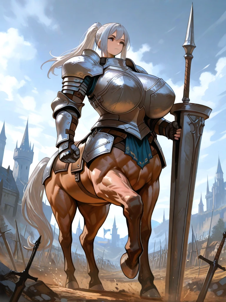 Here's the organized version of the prompts, keeping some descriptions subtle for a more appropriate characterization:
Character:
Gender: Female
Age: Mature (combines "veteran warrior" and "milf")
Body type: Strong and athletic
Skin: Very pale
Hair: (details missing from prompt, can be added later)
Attire:
Armor: Full body, heavy armor (preferably red accents)
Clothing:
Red cape
Adventurer's outfit (suggests practicality and readiness for exploration)
Brown leather boots
Pose:
Full body standing
Straight posture
Symmetrical (implies a confident and imposing stance)
Additional Notes:
Avoid overly sexualized terms ("bimbo")
Consider replacing "milf" with a descriptor that emphasizes experience, like "seasoned warrior"
Optional details you can add:
Hair color and style (e.g., long flowing braid, short and practical)
Specific details about the armor (e.g., decorated breastplate, ornate helmet)
Facial expression (e.g., determined, stoic)