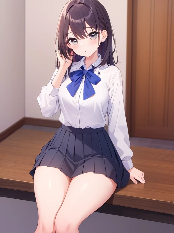 Highest quality, masterpiece, High resolution,((Perfect hands, Perfect Legs, Perfect Anatomy)), (indoor, office, living room), Pull up the dress,Revealing clothing,Uma Musume,Nishino Flower,short hair,Red headband,Beautiful purple eyes,Purple and yellow dress,ribbon,,,Curvaceous,garden,smile with open mouth,blush,Embarrassed face,Small breasts,smile,Skirt Lift, ,((panties))