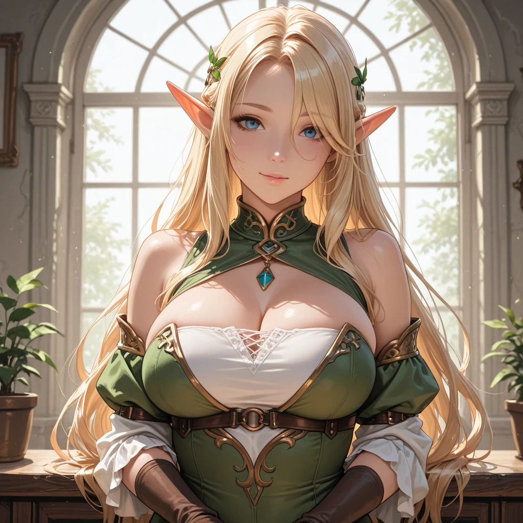 1girl, solo, long hair, , blush, blue eyes, blonde hair, (large breastshhighs, gloves, hat, navel, dark green underwear, braid, boots, pointy ears, green elbow gloves, arms up, kneeling, underboob, red beret, green thigh boots, elf, side braid, restrained, tentaclejob, voluptuous, thong, cave, tentacles, tentacle sex,