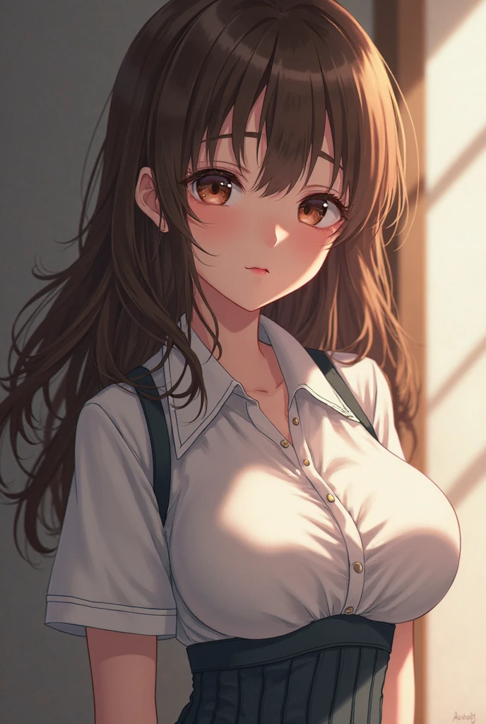 kurokoshirai, kuroko shirai, brown hair, long hair, (parted bangs:1.5), (brown eyes:1.7), Ringlet, twin tails, hair bow, bow, red bow, (super big breasts:1.5),
break armband, black skirt, collared shirt, dress shirt, pleated skirt, safety pin, school uniform, shirt, short sleeve, skirt, summer clothes, sweater vest, tokiwadai school uniform, twin tails, white shirt, (brown sweater vest:1.5),
break looking at viewer, , whole body,
break indoors, classroom,
break (masterpiece:1.2), highest quality, High resolution, unity 8k wallpaper, (shape:0.8), (fine and beautiful eyes:1.6), highly detailed face, perfect lighting, Very detailed CG, (perfect hands, perfect anatomy),embarrassed face、blush:1.3、(fold your hands in front of your chest and pray)