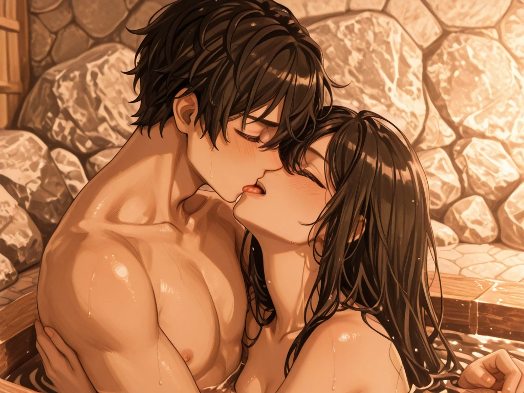 Long straight wavy black hair One boy and one girl sex Completely naked pubic hair sex from behind Hotel bath