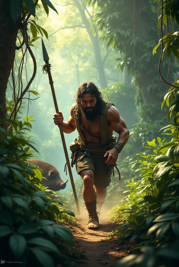Apocalipto actor in jungle running