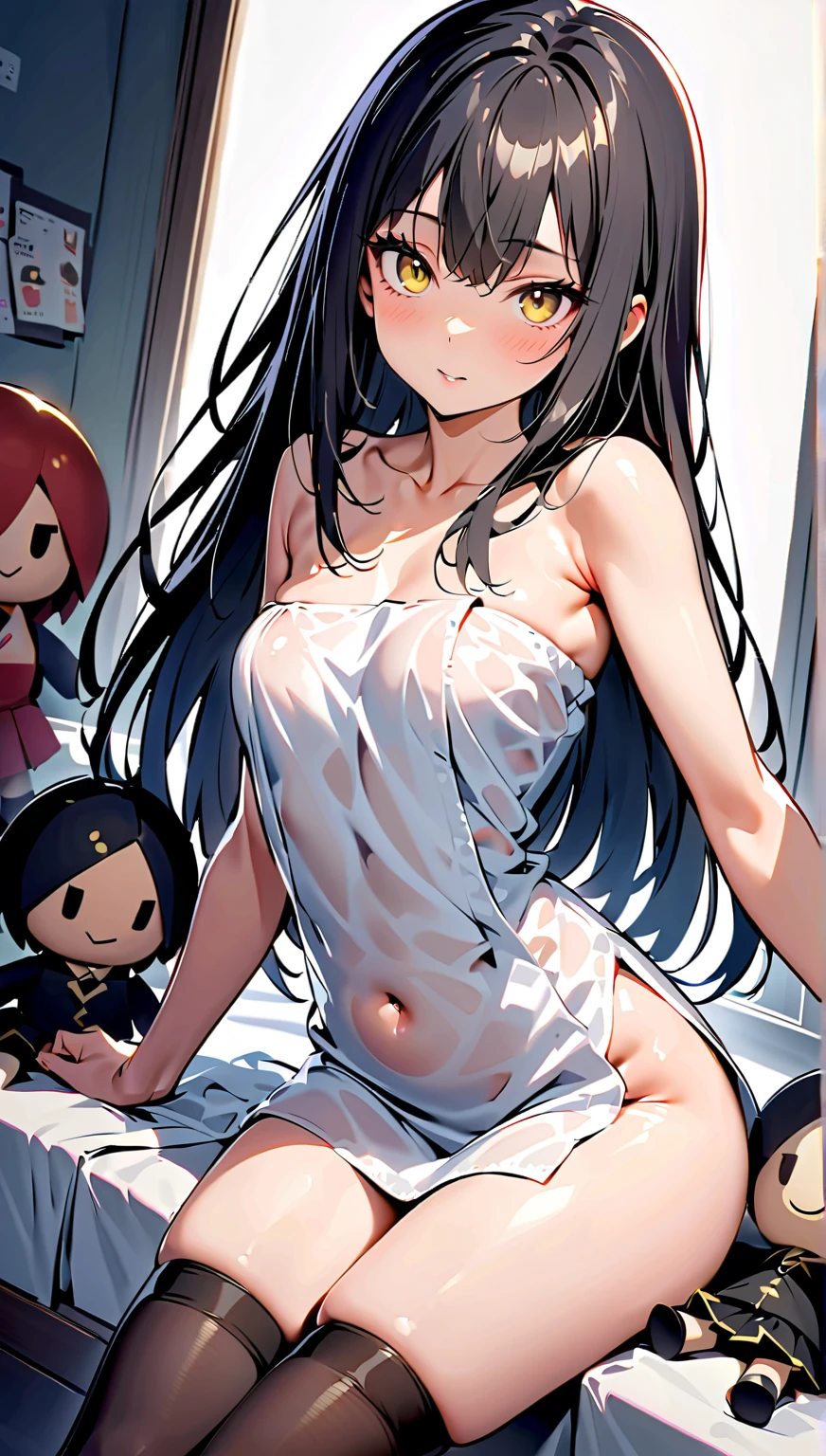 (((High resolution:1.5))), (((Very detailedな:1.5))), (((Two Girls:1.3))),((7Head to Body:1.3))、 (((White bed,Bright interior、Midday light background)))、(((Happy expression))), (((smile:1.5)))、(((Beautiful and detailed eyes:1.3))), (((Very detailed))), (((Details face:1.5))), break ,sunny、(((Very delicate body:1.5)))、(((Very flat chest:1.5)))、((Small waist))、(from side:1.3),(((Embrace:1.3)))、(((wavy hair:1.3)))、(((Short Ponytail:1.5))),Normal limbs、(((thigh gap:1.3))),(((dakimakura:1.5)))、(((Nude:1.5)))、