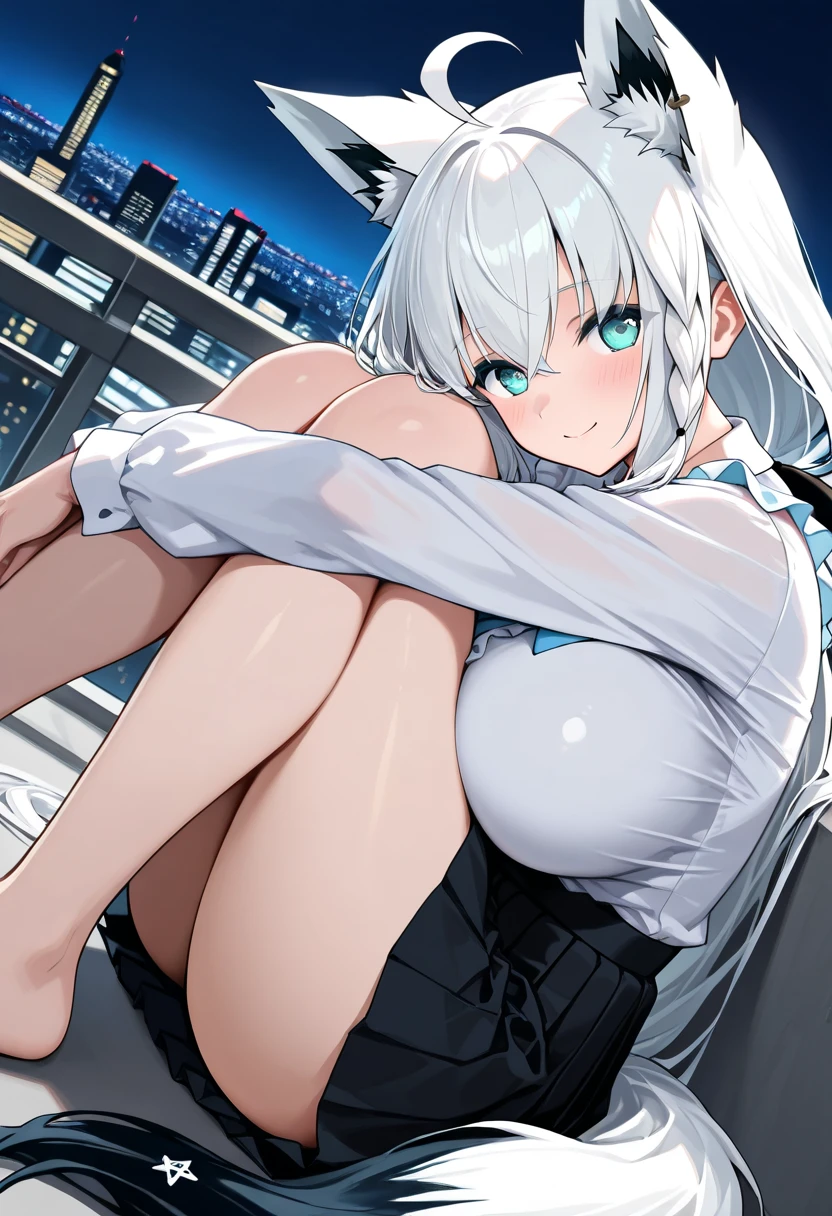 Masterpiece, best quality, very detailed, Ultra high resolution, (photorealistic:1.4), raw photos, (realistic:0.2), 1 girl, alone, long hair,,8k hdr, 1 girl,white hair,red eyes,  medium-large breast, bright eyes, , medium-small breasts,Wearing a Man City shirt, Squatting