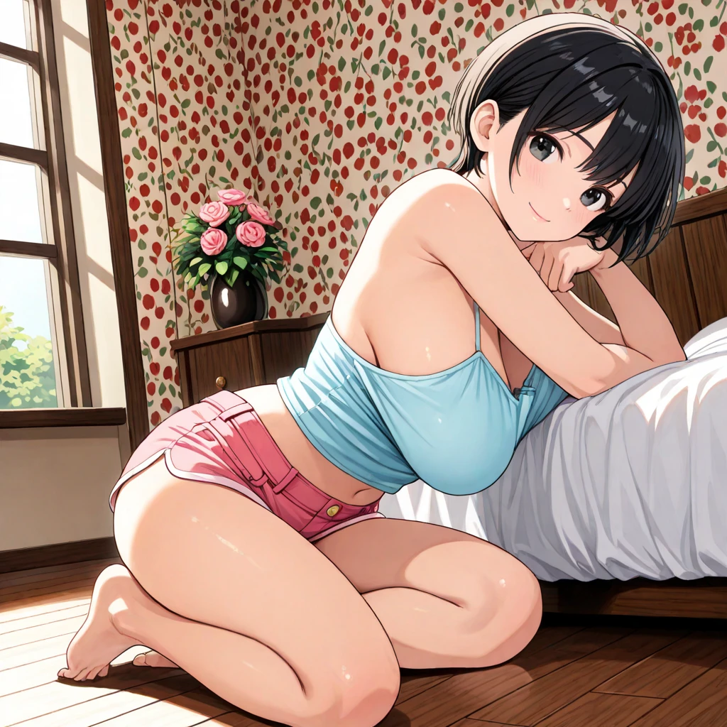 score_9, score_8_up, score_7_up, source_anime, flat color, anime screencap, ikuchan, BREAK, 1boy, dominant white male, male, shota, 1lgirl, milf, dark skinned female, interracial, side view, doggstyle, creampie, indoors, cute shota, cute boy, looking at viewer, faceless male, netorare, cuckolding, cuckold pov