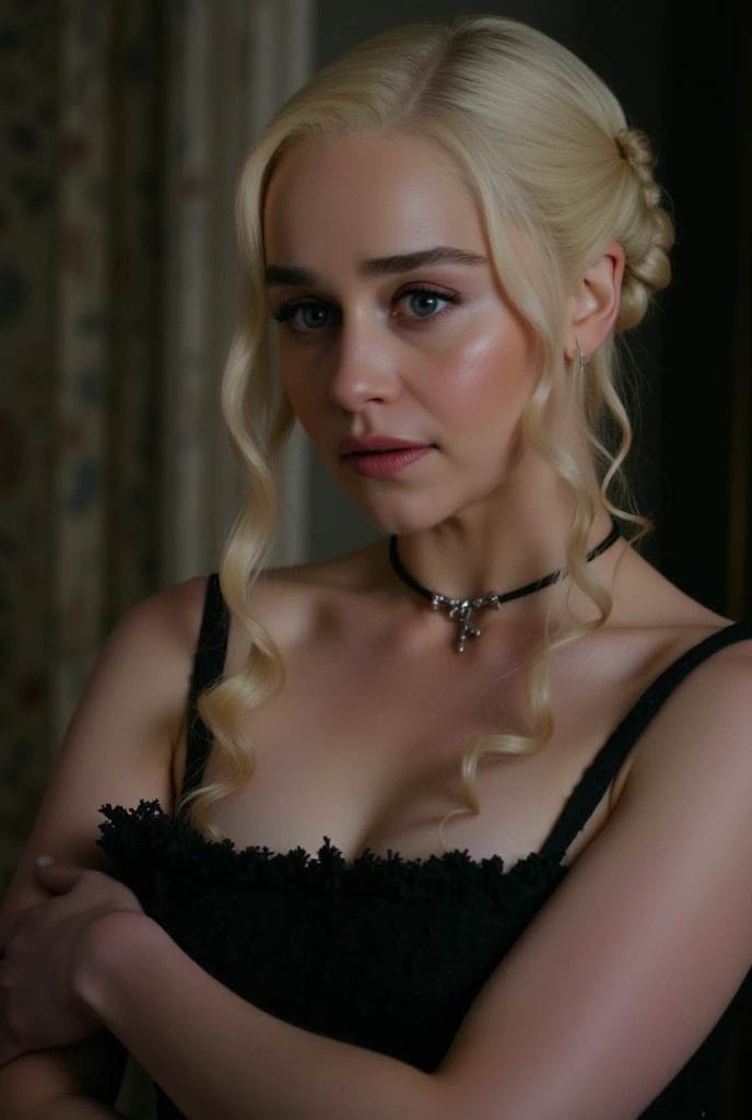 Royal Satin dress, Perfect eyes, flawless Beauty, pierced eyes, Masterpiece, Daenerys Targaryen, Gorgeous woman, queen, Queen Lady, Princess of Dragonstone, black mole on breast, The Unburnt, Queen of Meereen, Queen of the Andals, the Rhoynar and the First Men (claimant), Protector of the Seven Kingdoms (claimant), Khaleesi of the Great Grass Sea, Breaker of Shackles, Mother of Dragons, The One Who Was Promised, Lady of Dragonstone , 45 years Old, she is a Full growned lady now, beautiful mature lady, the queen, milf beauty, mature queen, Best quality, a small, charming Beauty, a captivating woman, fully ripen milf body, lustful queen, alluring appearance, unrivaled beauty, wonderful breasts, large breasts, mediaeval erotic costumes, a Game of Thrones-inspired costume, a close-up of a woman from the middle ages, Daenerys Targaryen, Daenerys, resembles Emilia Clarke, Emilia Clarke, scene from "Game of Throne," deep cleavage, warrior princess, healthy body, perfect thick body, attractive figure, fleshy body, style of "Game of Throne," beautiful lady, beautiful woman, mediaeval clothes, stunning woman, 8K, insane details, dress made of clothes and jewelry, perfect hair, styled hair, high clarity eyes, perfect hands, perfect fingers, perfect eyes