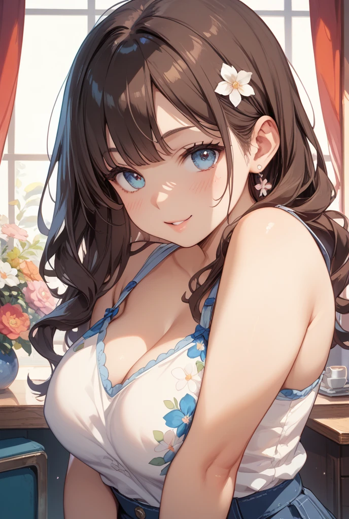 (Highest quality,4K,8k,High resolution,masterpiece:1.2),Very detailed,(Realistic,photoRealistic,photo-Realistic:1.37),Beautiful attention to detail,Beautiful lip detail,girl with beautiful eyes, Anime girl in a cute dress, Cute anime wife in a nice dress, Trending on Pixiv ArtStation, Detailed digital anime art, Gwegs on pixiv artstation, Wearing a dress , Gwegus Art Station pixiv, everyone, Beautiful Anime Girls, Cute Anime Girl, Smooth anime CG art, Anime Style, Vibrant colors, Soft lighting, Beautiful eyes drawn in detail, Beautiful cleavage