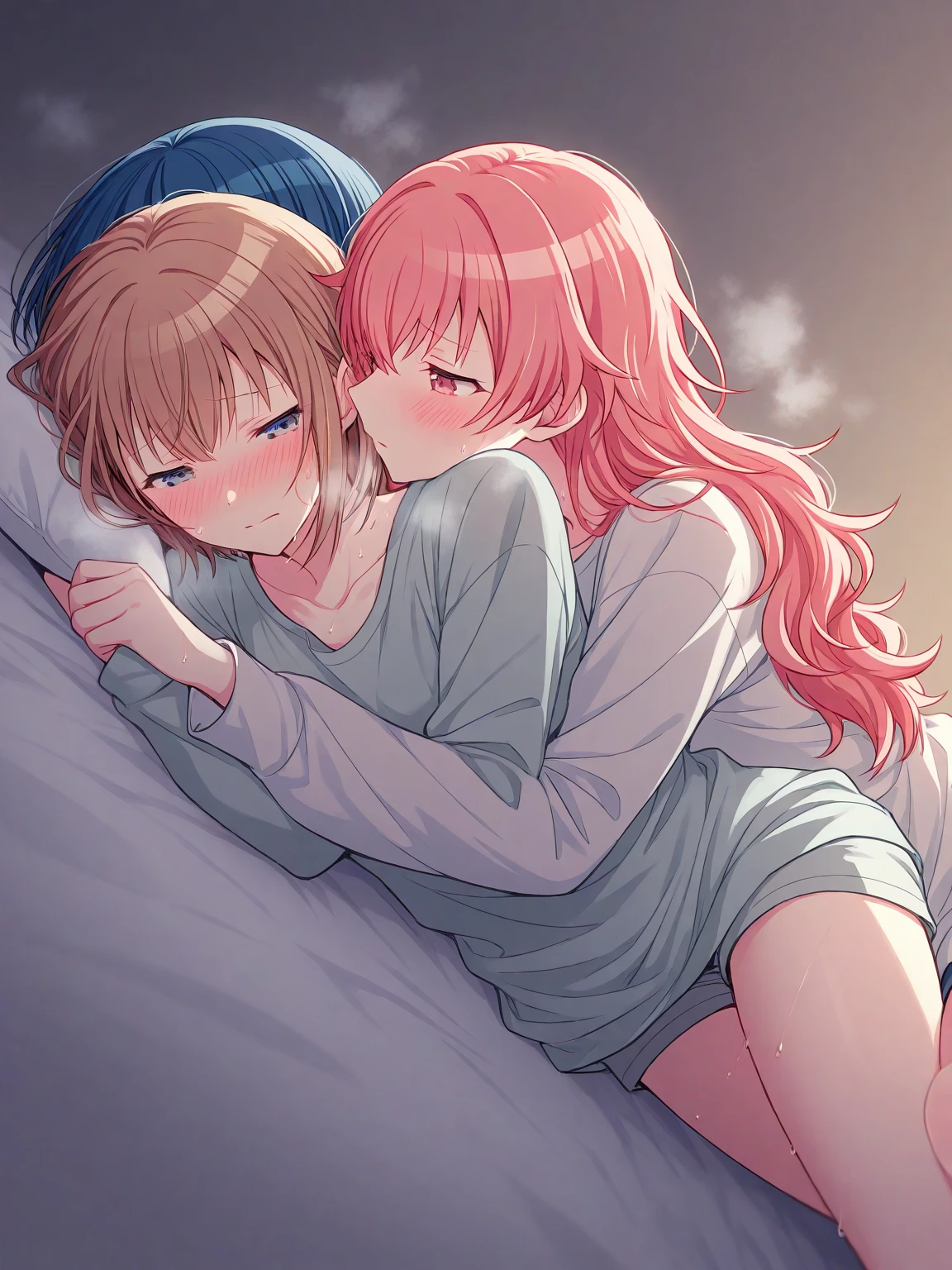 brother (slim build) and sister (slim build) sleeping together, anime