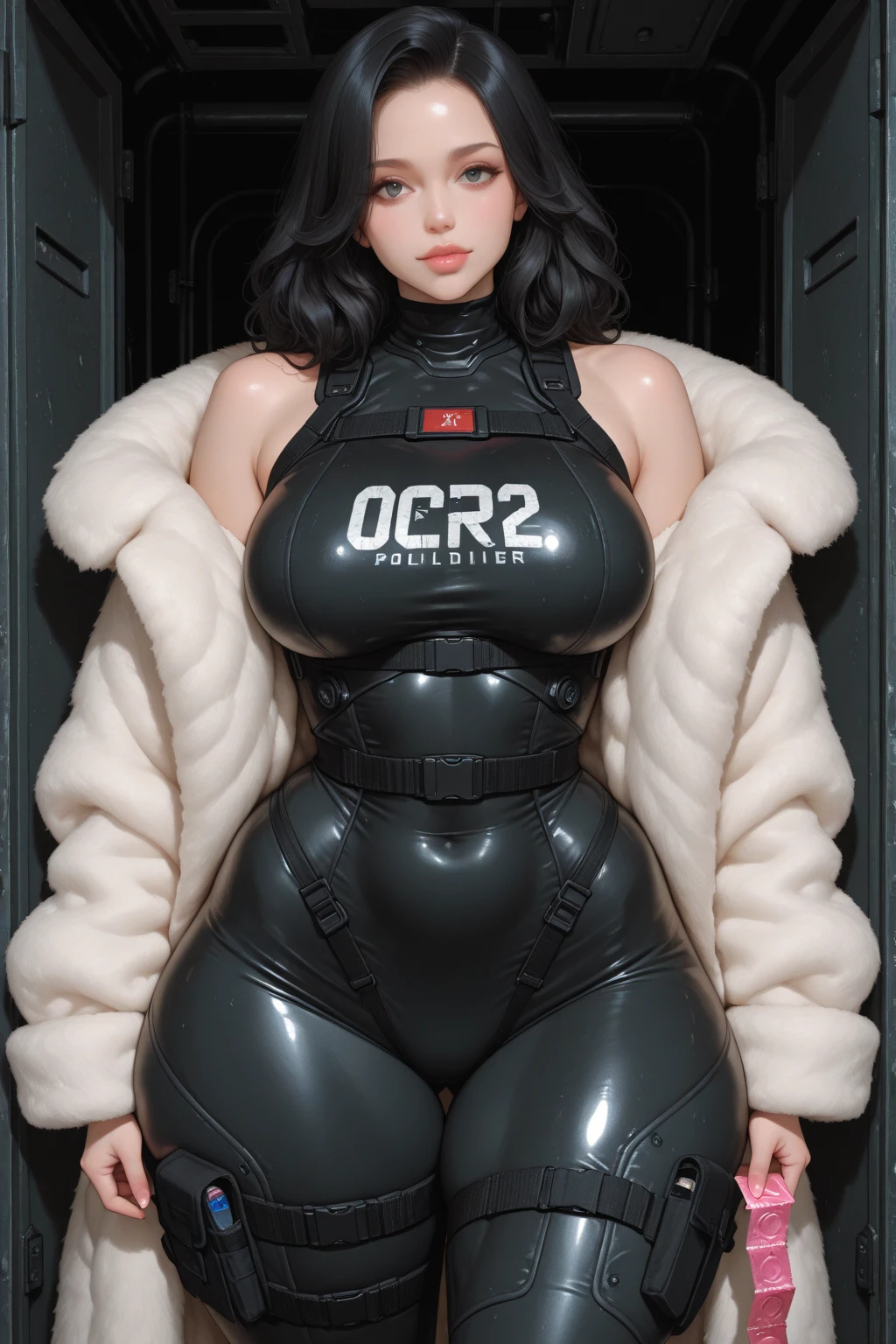 a girl,church, Internal, Multicolored Glass, mature woman, huge: 1.3, nun dress,kneeling,Photo photos,Unreal Engine 5 Realistic Rendering, exist《Genshin》Wearing Kamikawa, (cover comic magazine:1.6), game character, role player, 站exist京都城上, pretty face, arm tattoo,chest tattoo,Ace of spades,belly tattoo,body surreal,Thick muscles,super!! Types with bobelon, huge下垂, Body moisturized and shiny, purple short hair,双手放exist后面,Kneeling down in professional attire,Black heart,MILFs,black garters