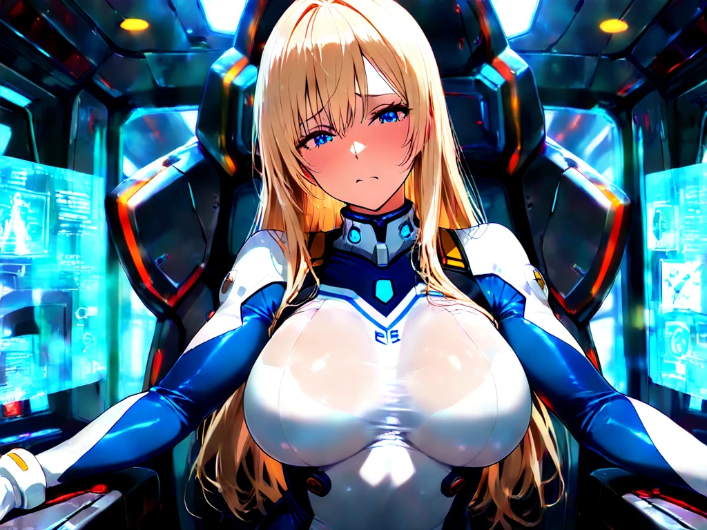 1girl, (Blue Eyes), (smiling :1.2), wide hips, Big , big ass, (Best Quality, 8k, Masterpiece: 1.3), Clear Focus: 1.2, Perfect Body Beauty: 1.4, strong abs, Highly detailed face and skin texture, detailed eyes, double eyelids, (blond long straight hair :1.2), white cyber suit, futuristic suit, (cyber bodysuit :1.3), standing, dynamic pose, (in the command center of a futuristic ship :1.2), window with galaxy in the background :1.4