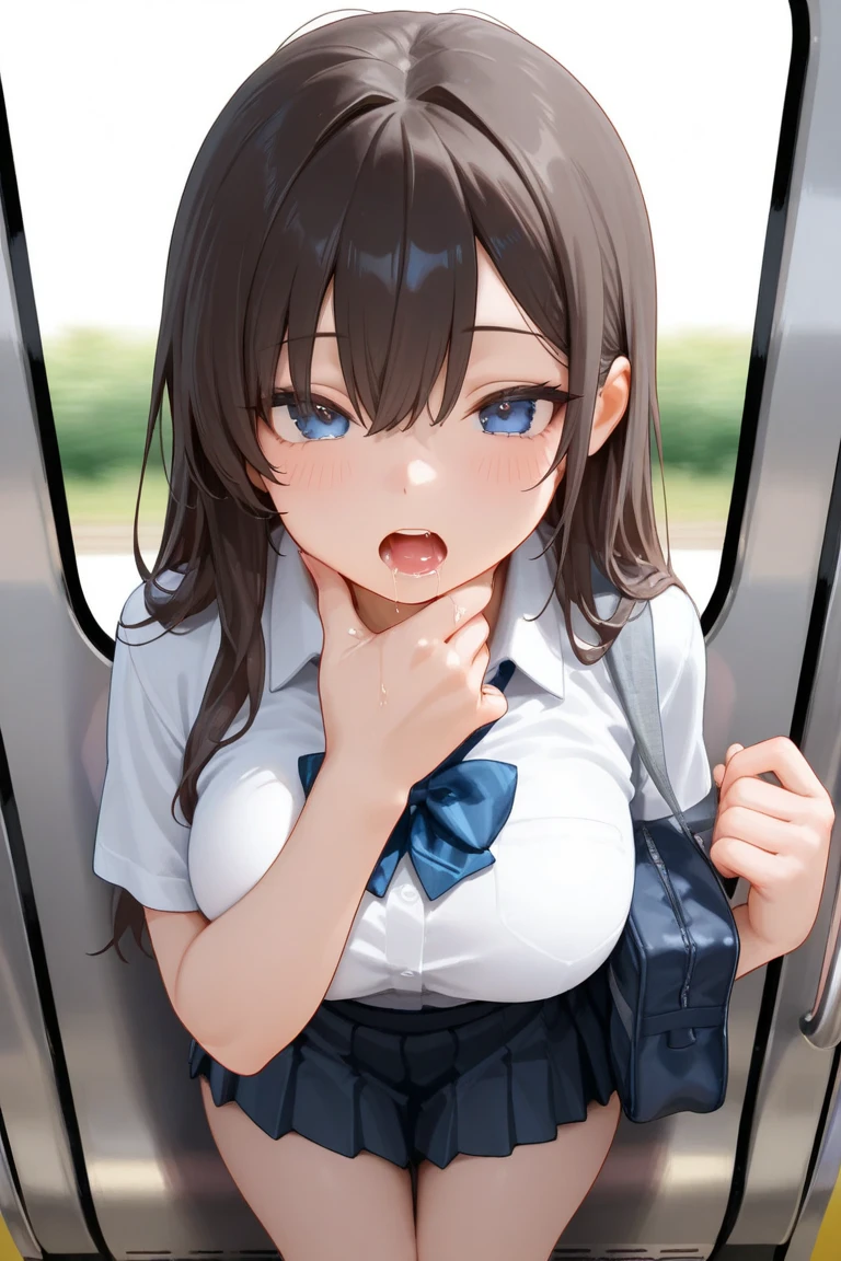 score_9, score_8_up, score_7_up, source_anime, best quality, masterpiece,official art, absurdres, highres, waifu2x,break,1girl, school girl, short hair, glasses, black hair, small breasts, (nipple:0.6), sweat, saliva, tongue, blush, erect penis, oral sex, felatio, cum, motion lines, facial, heavy breathing, sound effects, spoken heart, train, break,(clear line illustration:1.2),very high resolution, very aesthetic, super detailed skin, Best sexual lighting powered by famous artist, 8k,ero picture,beauty illustration,photoshop_(medium),,(Detailed Lighting),uncensored,