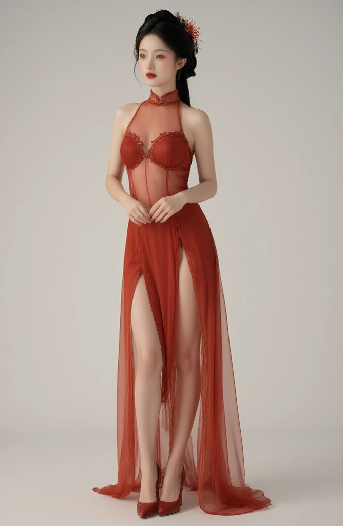 Generate a collection of translucent and transparent, liquid fire, lingerie on models to promote mental health awareness on fashion show runway. The collection should be both visually striking and meaningful, and it should convey a message of hope and resilience. The collection should be sustainable and ethical, made from recycled materials or produced in a fair labor environment. With light inside.