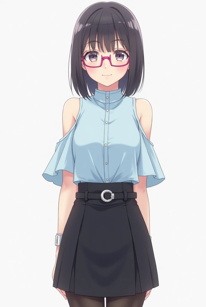 (masterpiece), (8k, best quality, high resolution), (ultra-detailed, realistic), (anatomically correct),
((from head to thighs)), (Standing), (No background),
(1woman), (looking at viewer), ((Pick up the hem of the dress with both hands so that your navel is visible)), ((show all the navel)), (A Japanese woman, 30 years old and 155cm tall),
(black hair), (straight hair), (short hair style), ((bob cut)), (hair behind ears),
(wear glasses), ((black cell frame glasses)),
((Wear a navy blue spaghetti strap dress)), ((Mini length dress with a simple design and minimal decoration)),
(wear panties), ((white panties)),
(Create a detailed image of the eye),
(Her impression is pure, clean and kind.),
((A captivating smile, just showing a few teeth.)),