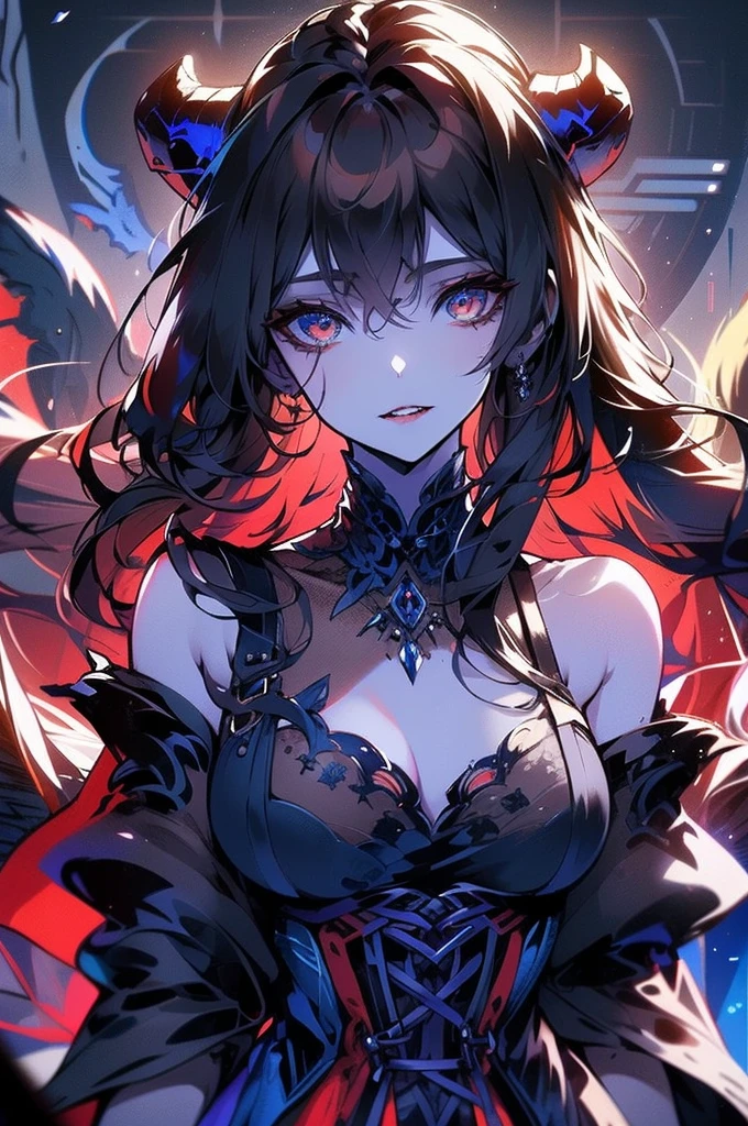 A luminous, enigmatic eldritch vampire, every brushstroke exudes an otherworldly allure: ethereal shimmering skin, cascading inky black hair, and piercing crimson eyes that seem to glow from within the painting. The watercolor image captures the essence of the vampire's supernatural beauty, with a haunting yet mesmerizing quality that draws viewers in. The vivid colors and intricate details showcase the skill of the artist, creating a striking and memorable portrayal of this mythical creature.