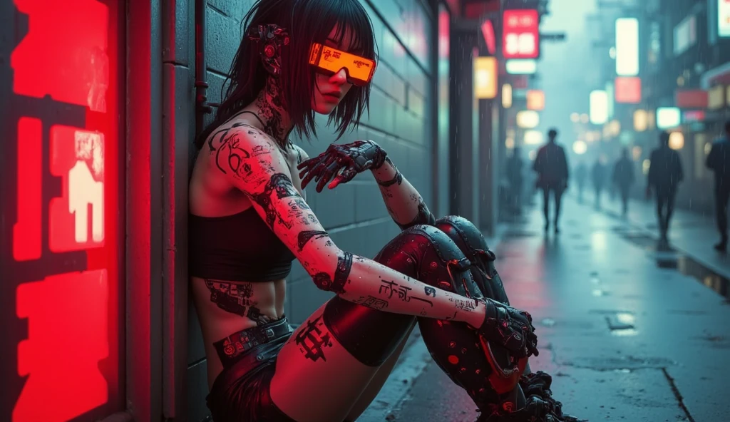 asian woman in a skeleton outfit is blowing bubblegum, tall female emo art student, goth girl, dressed in crustpunk clothing, wearing a punk outfit, kaethe butcher, badass pose, punk girl,, goth girl, masterpiece, dark aesthetic, intricate detail, background modern city, cyberpunk city, spotlights,