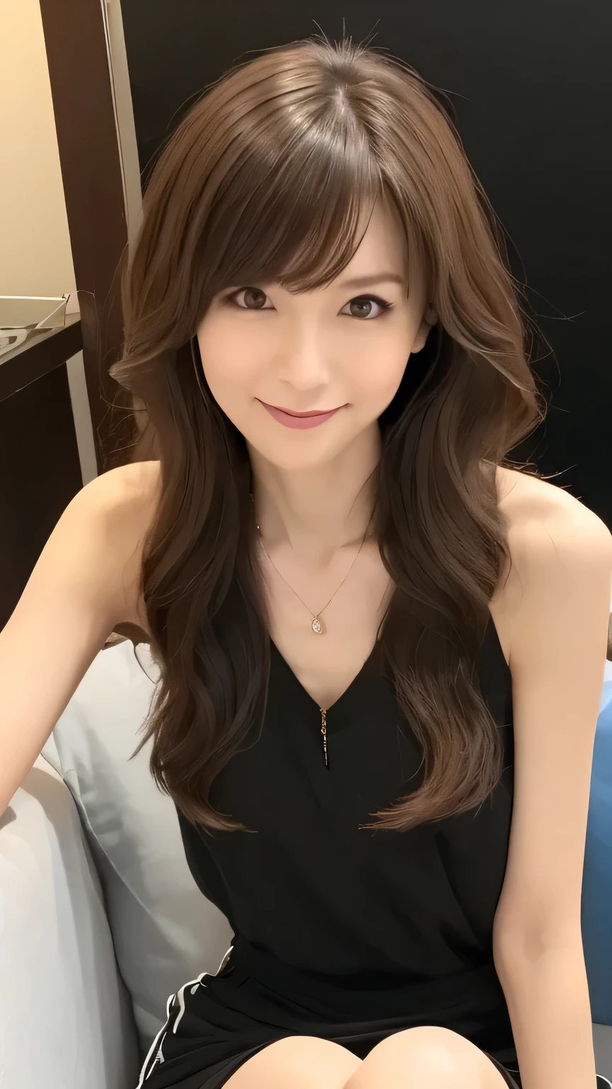 ((highest quality, 8k, Tabletop :1.3)),Masterpiece、Ulzan 6500、Very clear photos、 Bright lighting、Sharp focus :1.2, Beautiful mature woman、 24 years old, Mature Woman,Slim figure、、（Black casual short hairstyle）、 ((Tight V-neck knit shirt)), （ Her bra is visible through her clothes:1.3）、Very small panties、Roll up your sleeves、((Leaning forward)), (Huge breasts:0.8), (smile:1.15), Highly detailed face and skin texture, Fine grain, Living room 1.5、Photographing the whole body from a distance 1.1、Upper body close-up、Accentuate your breasts、Similar to Kitagawa Keiko、Facing forward、Delicate patterns in black lace、cheek、Exposing shoulders、Put your chest close、White lace panties、((Braided))、((Lace-up))、((Face Bow))、((The gesture of tying hair))