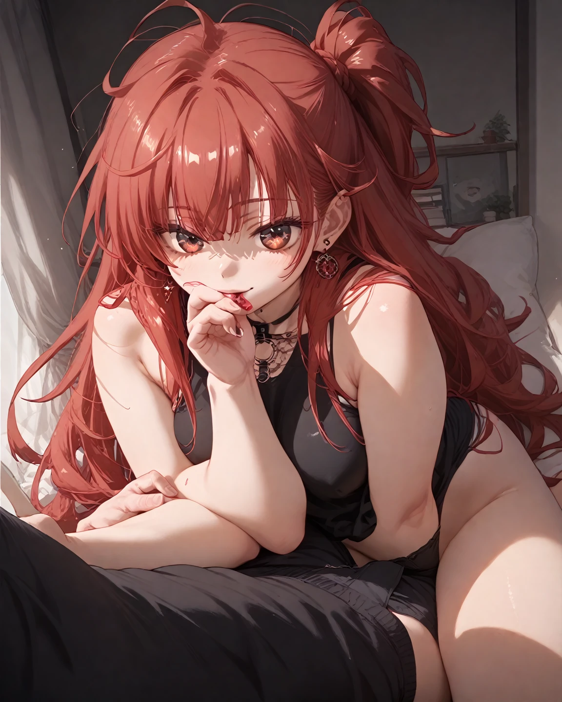 Kotoriitsuka, Kotori Itsuka, long hair, (red eyes: 1.5), red hair, Ahoge, (flat chest: 1.2),
break (wearing a very sexy short bikini), twintails, hair ribbon, black ribbon, tie, muscular thighs, well defined body, muscular belly,
break looking at the viewer, (sitting:1,5), throne, from below, smile, angry, chair, arms crossed,
Break-in inside the house,
break (masterpiece: 1.2), best quality, highest resolution, Unity 8k wallpaper, (插圖: 0.8), (beautiful detailed eyes: 1.6), extremely detailed face, perfect lighting, extremely detailed CG, (perfect hands , perfect anatomy),