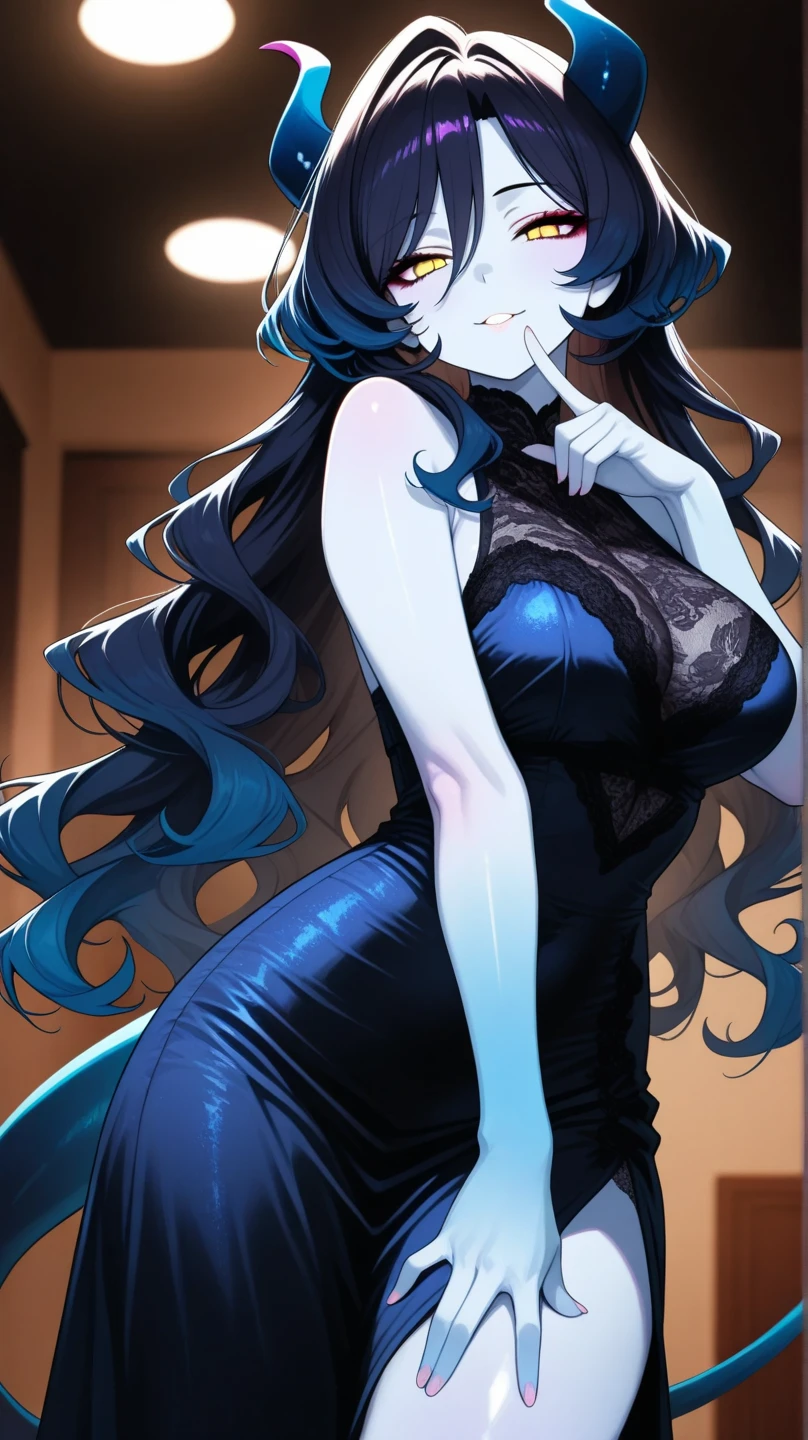 (best quality,masterpiece:1.2,detailed details,4k),((masterpiece)), ((best quality)), (ultra-detailed), anime style,large breast, slim, slender, ashamed, all fours ,Kneeling,Girl with modern gothic makeup, fair skin, long legs, black eyeshadow, camisole, plump figure, earrings and lip studs, fishnet stockings, posing in an attractive pose, lovable expression