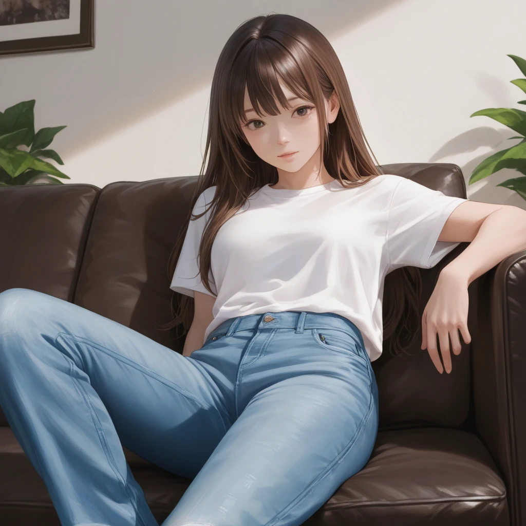 High resolution,Highest quality,White shirt and jeans, ch4irtied,