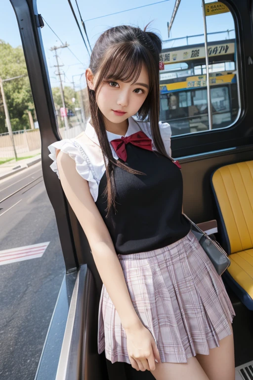 (Realistic, Photorealsitic:1.37), (masutepiece), (Best Quality:1.4),(超A high resolution:1.2),(Raw photo:1.2), (Sharp Focus:1.3),((( and chibi lascivious 6 year old girl with a very young face:1.4)))、(Cute:1.1), ((Panties close up:1.2)), One teenage girl wears high detail(Short sleeve white uniform with sailor collar, Dark blue pleated microskirt:1.35),((Sexy Lace Panties:1.2)), (High School Girl:1.1), (Evil smile:1.3),(High twin tails with ribbons:1.4), BREAK (medium breasts:1.1), Scenery, (Train,Interior background of the train:1.25),Sit on the edge of a train bench seat and lean back,(((Spread legs:1.4))), (gargantuan butt:0.6), From below, Bangs, Beautiful high detailed round eyes with highlights, looking up viewer, highlydetailed skin,