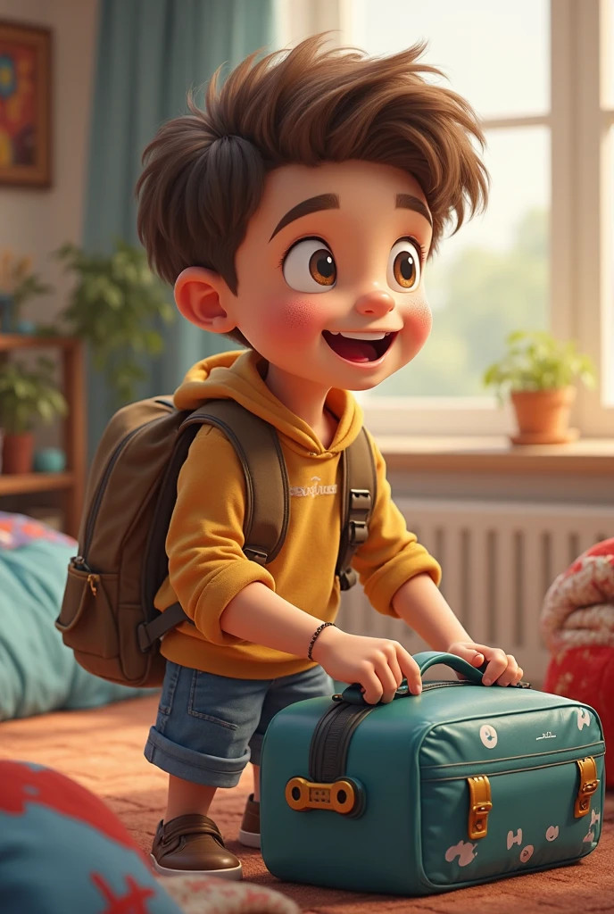 Kid picMaya determinedly preparing for an adventure in the evening light."