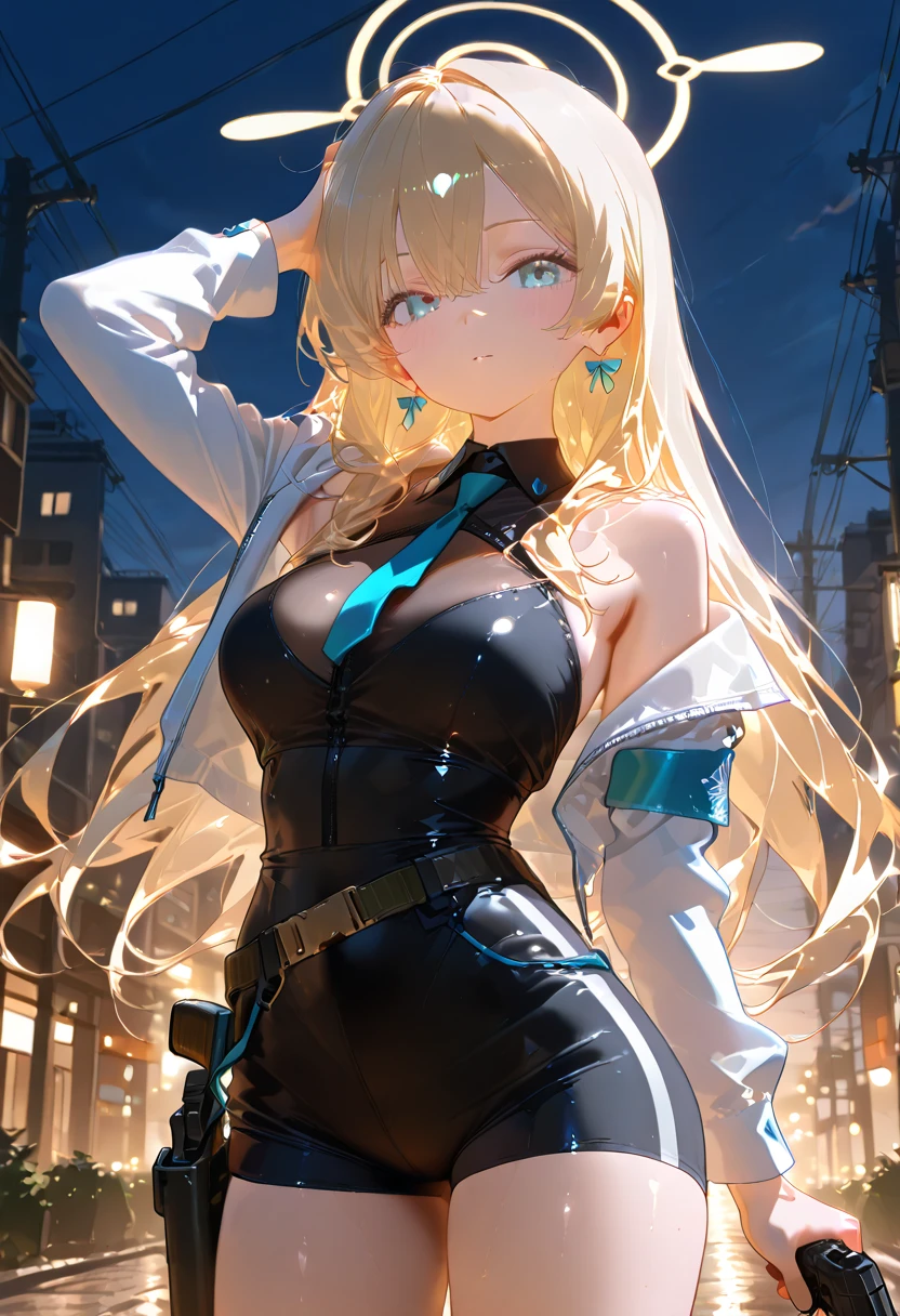 Blonde blue top anime girl, Erect nipples, , Blonde long hair anime girl,see-through