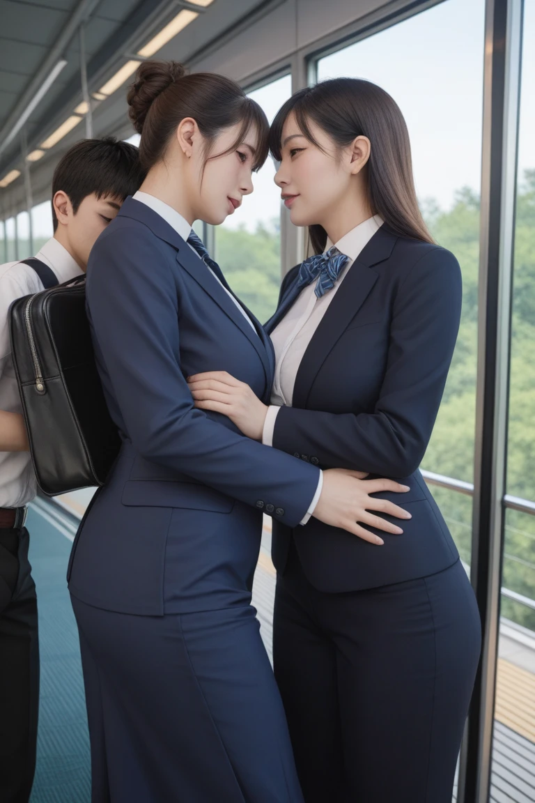in an office room、Touching a female subordinate's body、Male boss、The woman is in a sexy suit.、Underwear is visible