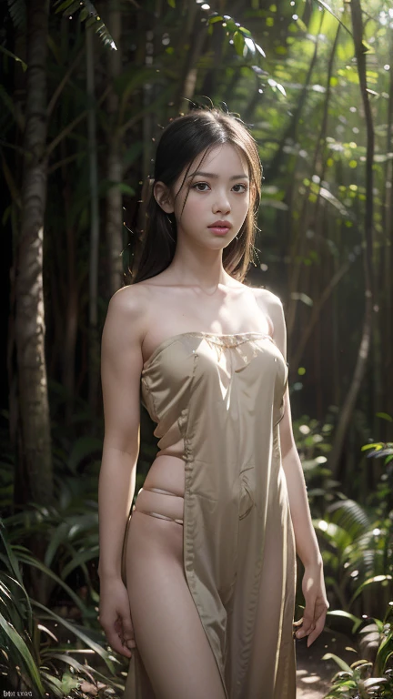 Abandoned ruins sexy standing pose，full-body portraits（1：1），18 years old girls，Slender and slender figure，Skinny，As thin as a whipping post，Smaller bust，The barefoot，Random nudity all over the body，exhibitionists，Random exposure of genitals，face to the viewer