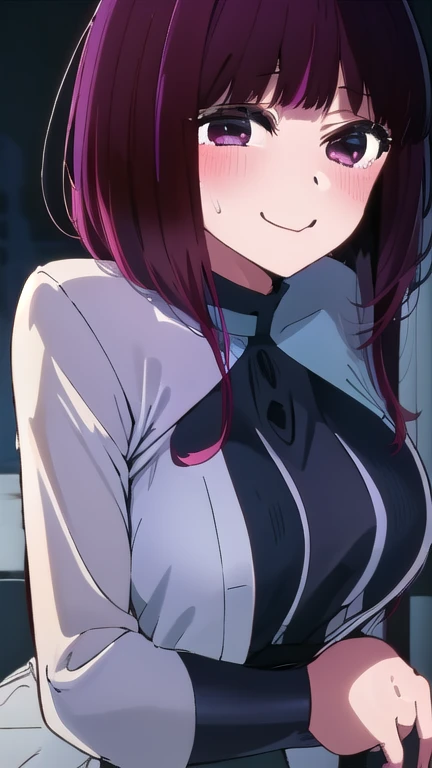 (masterpiece, Highest quality), One girl,    Yunyun,Long Hair,Braiding,Twin tails,Hair between the eyes,Red hair ribbon,hair ornaments,large round breasts,、Pink Skirt、Black Hair、Crown Blade,Black Shirt, Long sleeve,Pink tie, belt, Cleavage cutout、Above chest、(blush:1.2)、Young face、grassland、(Kiss the viewer)、((Close your eyes:1.5))