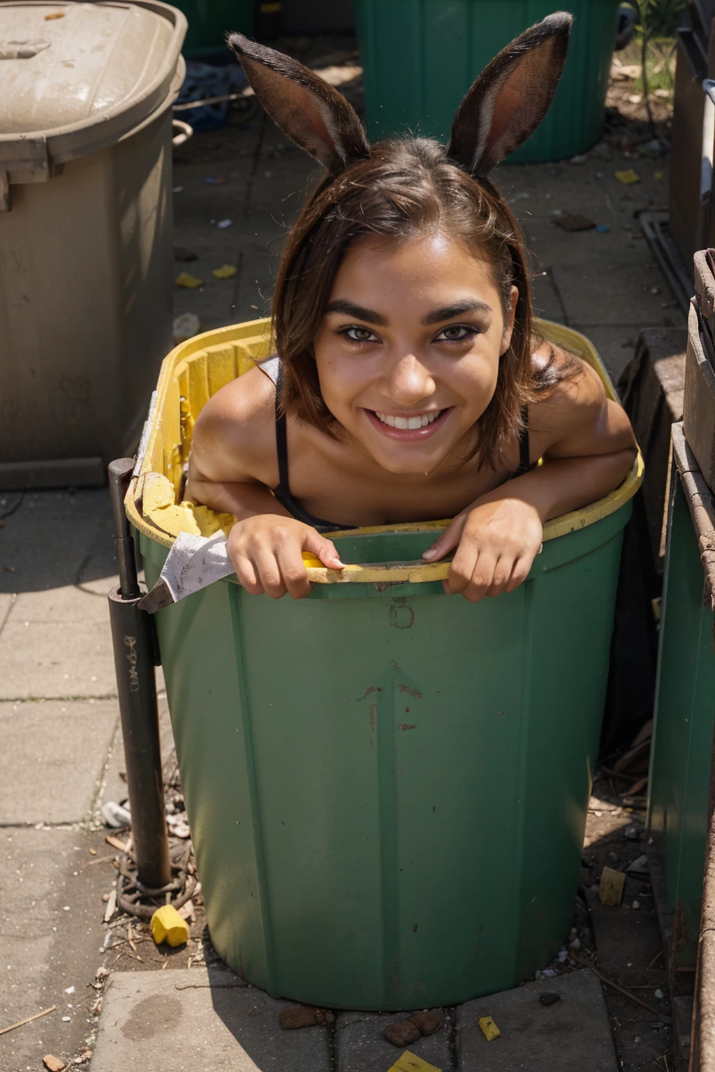 (nudity, explicit) Slums, garbage heaps, many, many women, obscene, crowded, best quality, full body portrait (1:1), delicate face, 18 year old girl, slim and slender figure, skinny, smaller bust, white nude, looming, hairy crotch, barefoot,,, garbage, sweat, pubic hair