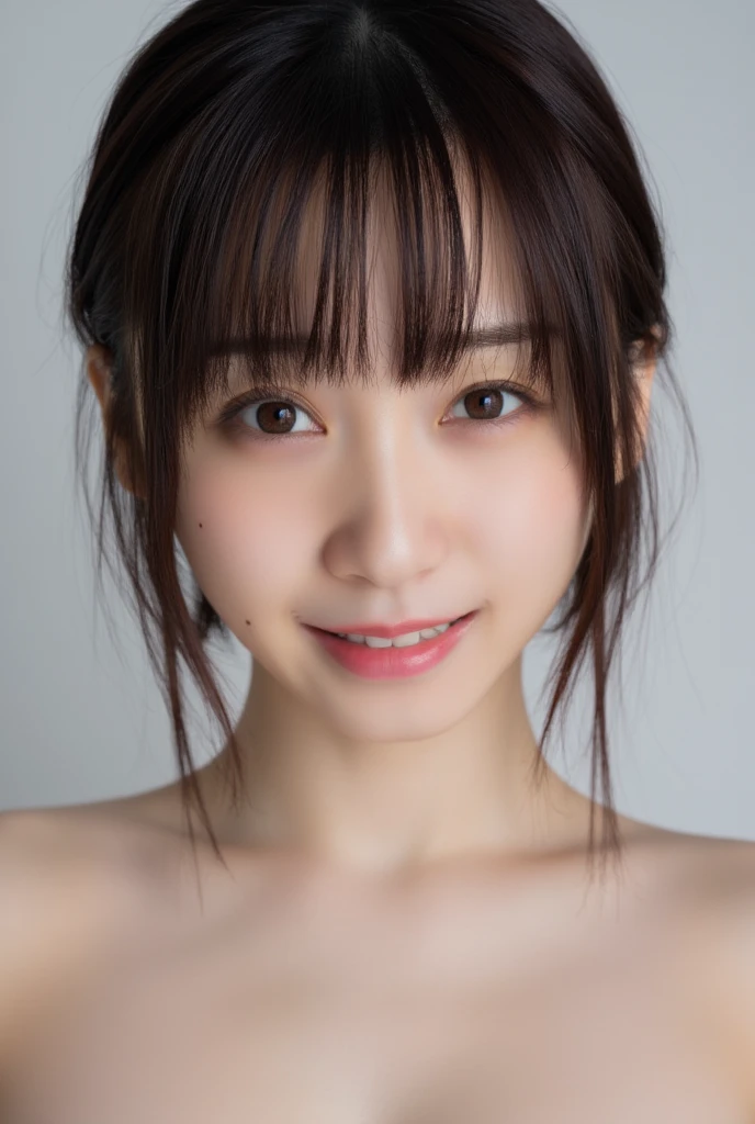 8K ,The beauty of RAW photography , 18 years old, amazing face and dark eyes, watching viewers, Joyful smile:1.6, Show me your teeth, wet hair, standing with her hands on her hips, opening legs, dynamic poses, small top, (micro bikini:1.2), Shiny skin, realistic, VERY WELL DETAILED, High Resolution RAW Color Photos, professional photo, taken in the studio, sexy portrait of a girl、 straight bob haircut with face-frame bangs. she's slender ,white skin,Full Body Shot、bunny girl