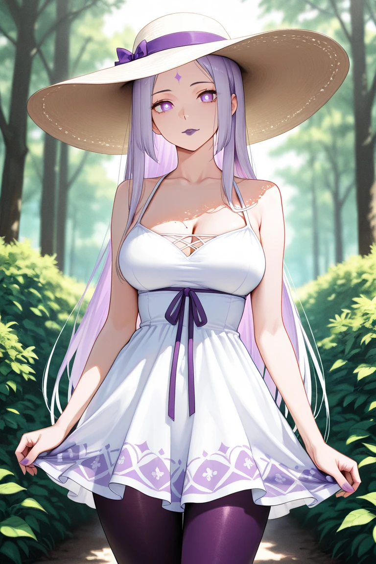 (best quality,4k,8k,highres,masterpiece:1.2),ultra-detailed,realistic,photorealistic:1.37, Mirajane Strauss, 22 year old woman with straight white wavy hair wearing a white dress