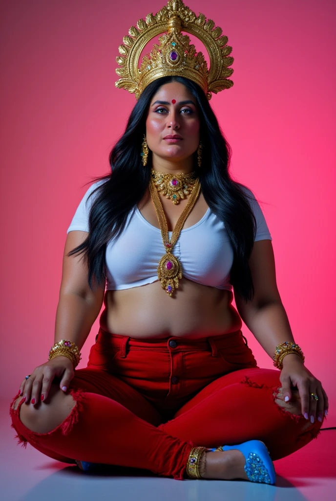 indian astrology,Looks like Aparna Dixit, full body Closeup shot, Big chubby aunty, milf, cougar lady witch, horny Gothic milf, 50 years old gorgeous mature lady, pervert demoness, demoness of lust, curvy, black lips, horny face, extremely gorgeous, thick figure, heavy physique, voluptuous, curvy, sexy figure, Fashionable portrait of androgynous alien looking witch wearing veil, glowing eyes, futuristic design, minimal details, givenchy, photoreal, 200mm, hd, f/ 2.0, highly detailed, surreal, sexy beautiful evil woman, sexy bold sequin Saree with strapless Bra, chudail, Pishachini, horror genre, blood-thirsty enchantress, powerful female spirit, eerie, drop dead, in the style of red and blue, (intricate details, hyperdetailed:1.15) (skin texture:1.2), dark Moody tone, cinematic lighting, haunted place in background, Fortune telling hall