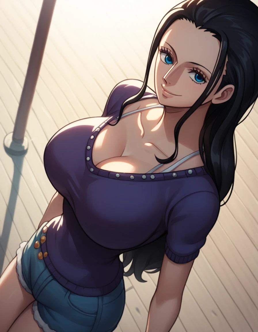Girl, smile, red lips, long hair, black hair colors, big nose, big tits, sexy pose, sexy body, fair skin, wear earrings in the ears, wearing a necklace, black lingeria clothes, beautiful girl, blue eyeball, realistic