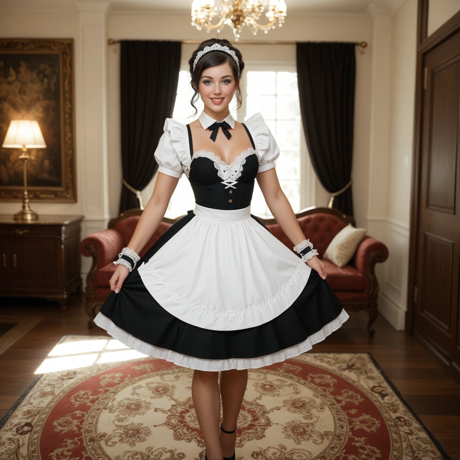 1girl with 30 years old , Look at the viewer, Lolita , different colors seductive outfit, Just sexy, in The Palace of Versailles, France