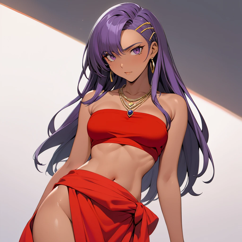 （8k, RAW photos, minino：1.1） ，female，（looki at viewer company），cowboy lens，Japanese，utahime  / (jujutsu kaisen\），（fullbody saree：1.1），La Brett Piercing，cleavage，((( saree)))，seductive smile，Be red on the face, full body photo, standing, lean, muscular legs, muscular belly, Iori, scar on face, long hair, brown eyes, hair bow, blurry, bangs, scar on cheek, purple hair, ponytail, breasts, medium breasts, (no bindi) Professional lighting、photon mapping、physics-based rendering、dark theme，wearing wifs, jewellery and necklace, alone, extreme high quality, legs covering saree, one big axe on one hand