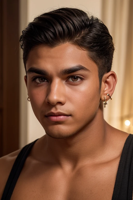 A sexy naked Indian man, handsome face, gay, nsfw, homoerotic,penis, open legs