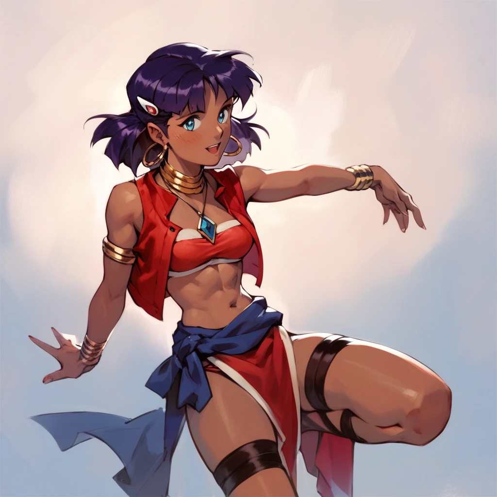 , (Dark-skinned woman knight, defeated and crucified on a makeshift cross of rubble and metal. Her blade through her stomach, pipes through palms and knees, pipe bent around her neck forcing her to look forward as blood ran for her lips.):3 grimey, dusty and bloody bright Azure short elbow-length cape, pants, and robe, black cross-like cloth piece red trimmed, golden buttons covering their lower chest and reaching their knees. Azure fingerless gloves, Azure boots. belt buckle with the word 'Valor' engraved on it. ,):: She has a flirty personality and a strong, slender ,curvaceous, alluring, 46-36-46 physique, hypnotic black eyes, short black curly hair, long narrowed convexed hooked nose, a lovely oblong face,:: (the image takes place in a city ravaged by war, surrounded by rubble,broken pipes and waterfalls with a mystical fantastic atmosphere.) ( intricately accurate facial and physical structure, intricately expression and emotion, accurate colored complexion, accurate clothing design, complex hairstyle, intricate character detail, full of emotion, perfect peice, perfect prompt ,full length depth of field.) , guilty gear, Steven universe, masterpiece, ultra-detailed, best quality,vibrantly colored Highly detailed, highly intricate glossy futuristic fantasy digital art