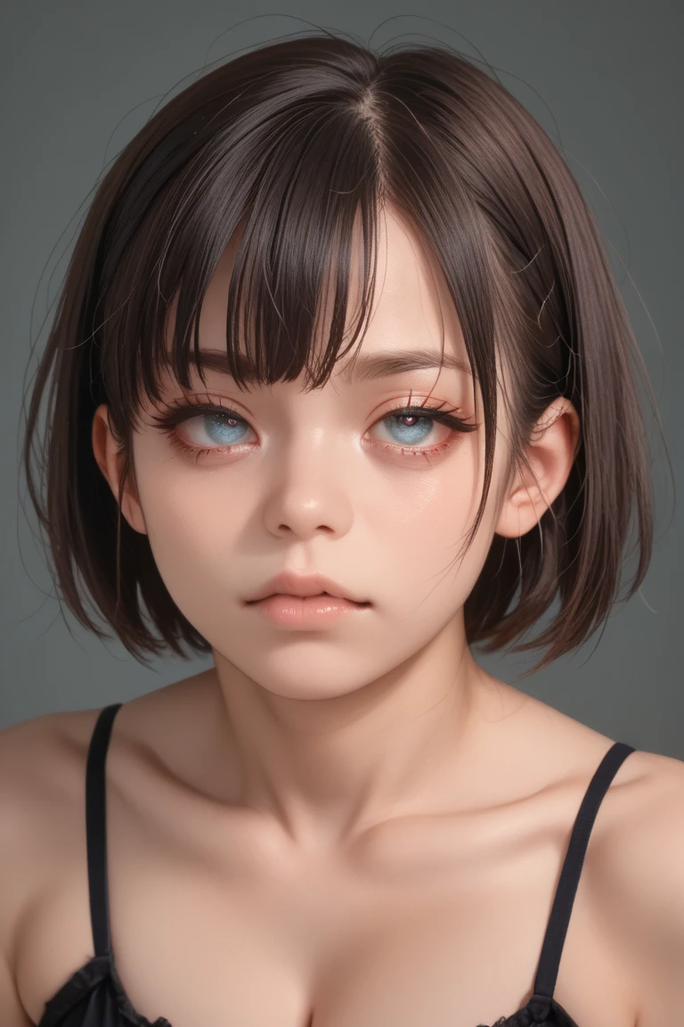 masterpiece, best quality, ultra-detailed, facing the camera head on, intricately detailed hyperdetailed, realistic, sharp features, highly detailed, sharp focus, perfect face, perfect face, perfect symmetrically perfect eyes, perfect full lips, flexible female form, cinematic, film light, hyper detailed, hyper realistic, masterpiece, atmospheric, high resolution, vibrant, dynamic studio lighting, nsfw, ((Dark background)), Sexy face, Facial expressions when receiving pleasure, straight Bangs, blue Eyes, black sweater, freckles,
