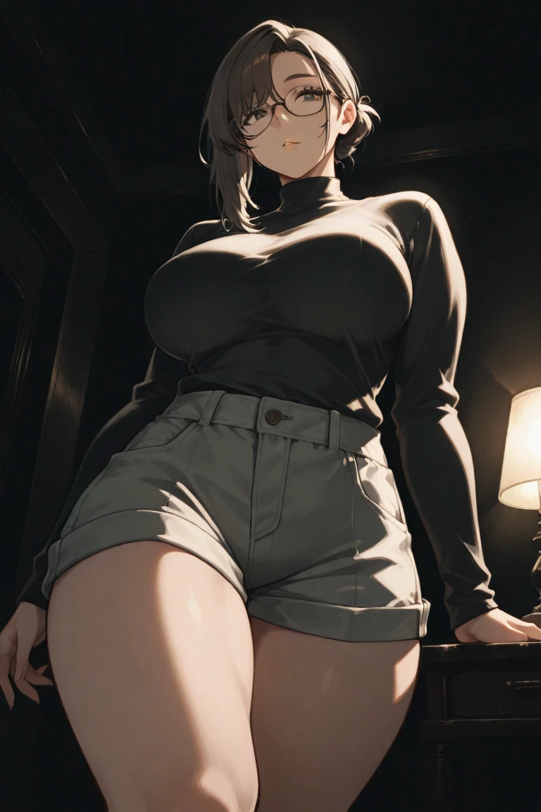 masterpiece, Highest quality, 1 person,( Large Breasts,Are standing, View your audience,),Detailed Background、A person who writes in detail、Accurate human body、Knowledgeable person、Accurate 5-finger,Mature Woman,Thighsが太い,Cruby Body,allmind,Long sleeve、Thighs、alone,((Oversized hoodie,)),slave collar,
