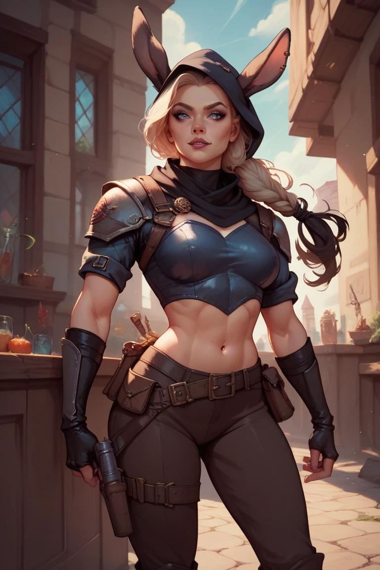 <lora:SemiReaslisticPaint-000004:.8>, edgcommissar, millitary uniform, epaulettes, skull emblem, hat, wearing edgcommissar, cleavage,, (masterpiece, high quality, best quality:1.3), Detailed, barbarian woman, blue eyes, 170cm tall, (braided ponytail:1.2), single braid, (blonde hair:1.1), (heavy upper lips:1.1), (body full of scars:1.2), (everything Detailed),