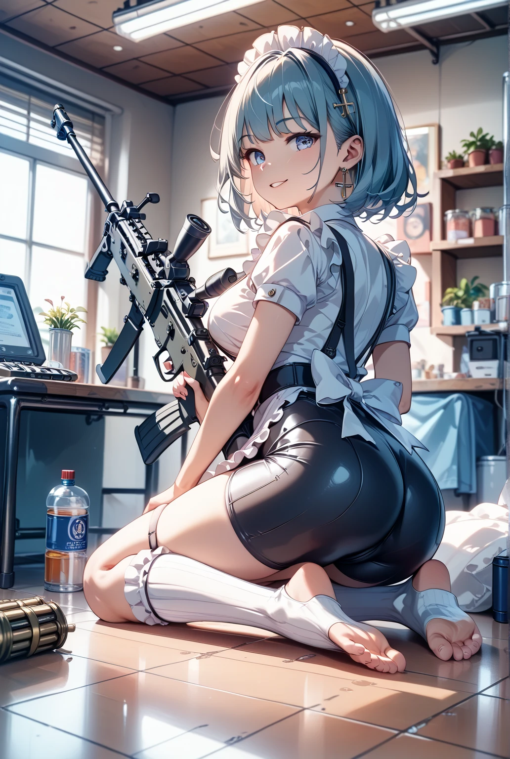 ,ela, jacket, leggings, latex legwear, fingerless gloves, military uniform, camouflage, baseball cap, goggles on headwear, 1girl, solo, handgun, realistic,photorealistic:1.5),1girsidelighting,perfect illumination,chiaroscuro,Ultra-realistic 8k CG,masterpiece,raw photo,((ultra-detailed background, delicate pattern, intricate details)),best quality,very detailed face,extremely detailed eyes and face,extremely detailed eyes,simple background,dark background,(world-weary face:1.4),asacsm,:d, (,scar:1.3),idol,bright skin,((masterpiece)),(best quality:1.8),official art,extremely detailed CG,unity 8k wallpaper,ultra detailed, solo, spotlight, looking down, determined, dramatic, cute, booty, backside facing viewer, thicc , really attractive, nsfw, hot, juicy, cute ass, doggystyle position, juicy ass, juicy thighs, perfect ass, (cute, really attractive:1.8), back facing viewer, ass facing viewer, full shot, Voluptuous booty, booty out, depth of field booty facing viewer, booty facing camera,enchanting gaze,otherworldly charm