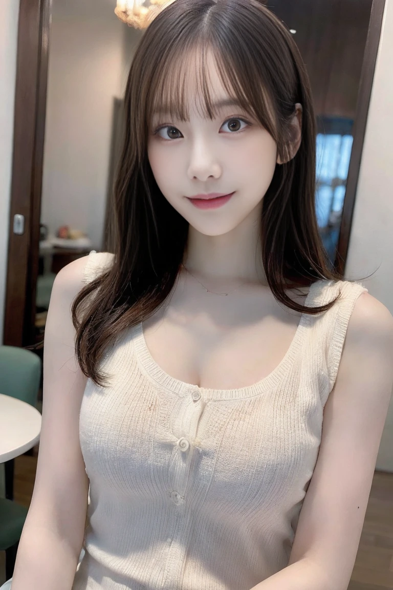 masutepiece, Best Quality, Illustration, Ultra-detailed, (((Photo from the waist up))),finely detail, hight resolution, 8K Wallpaper, Perfect dynamic composition, Beautiful detailed eyes, doress,Medium Hair, mid-chest, Natural Color Lip, Random and sexy poses,Smile,Osaka,20 years girl,Cute